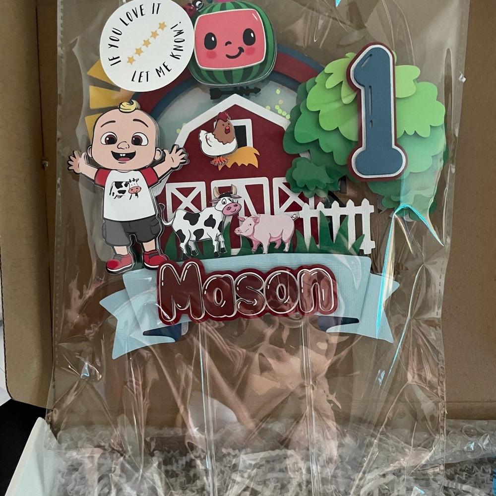 New Cocomelon cake topper “Mason “ 1st birthday Farm theme